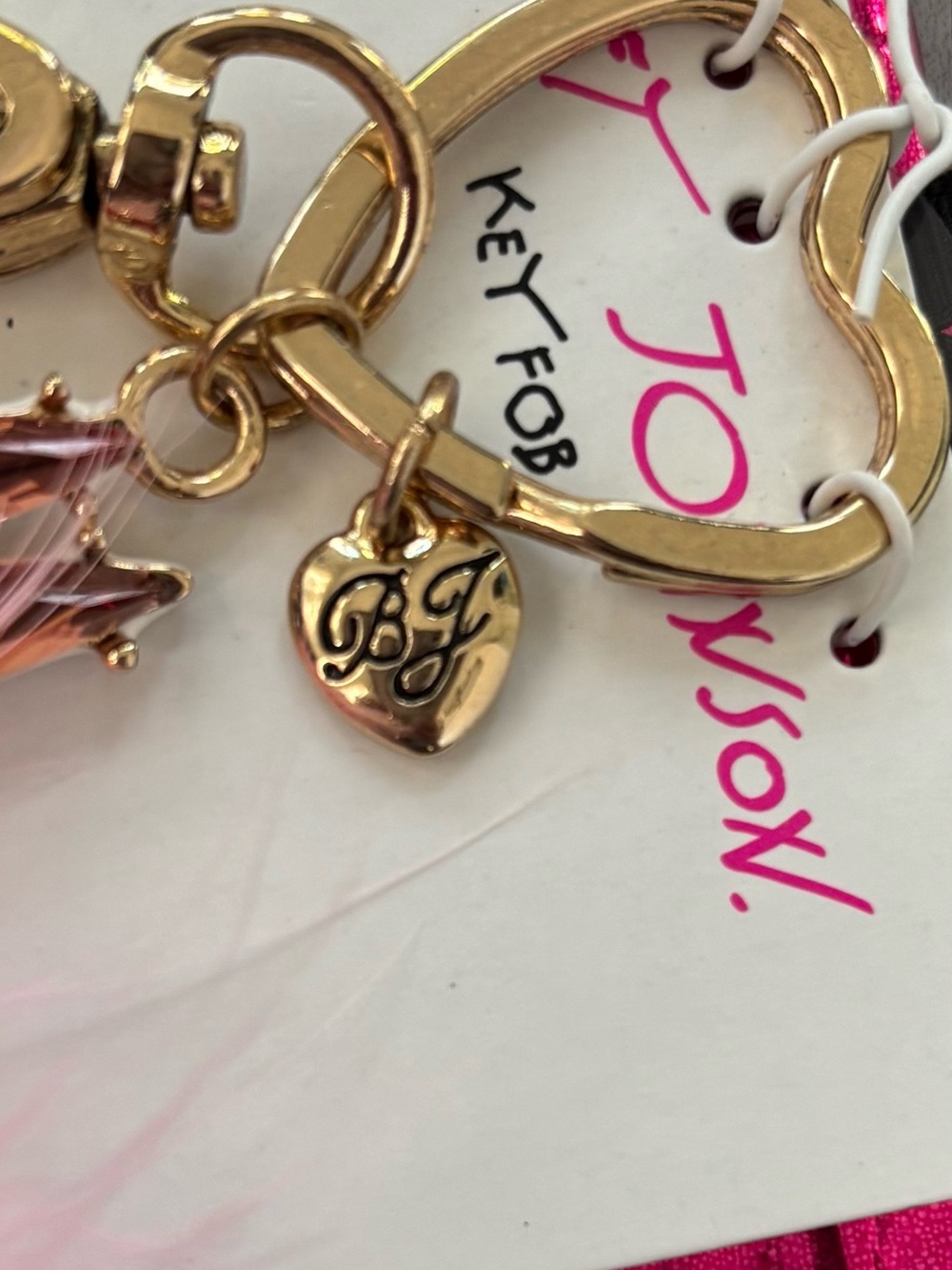 Betsey Johnson key fob charm - bunny with pink fluffy tail. BNWT. - Picture 3 of 5